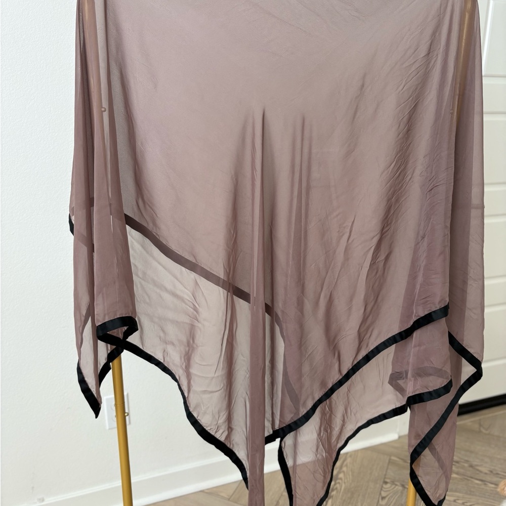 Sheer Brown Poncho with Black Trim